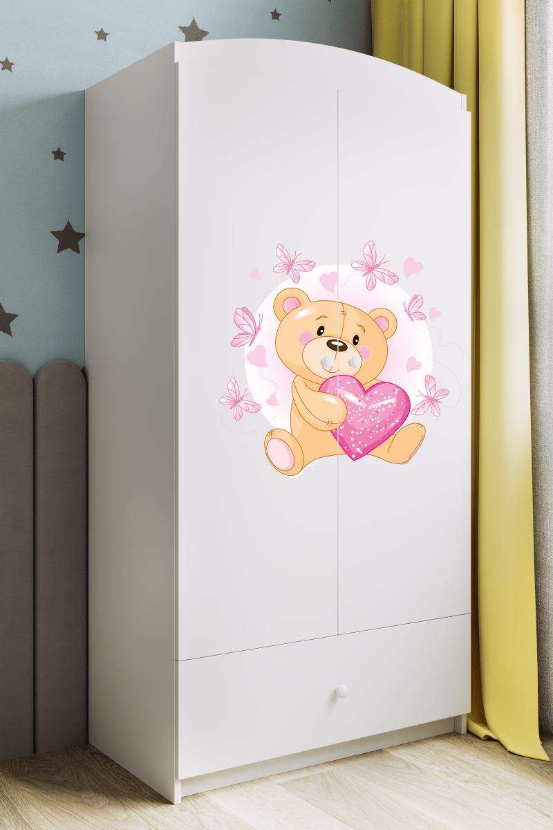 Kocot kids Dětská skříň Babydreams 90 cm medvídek s motýlky bílá