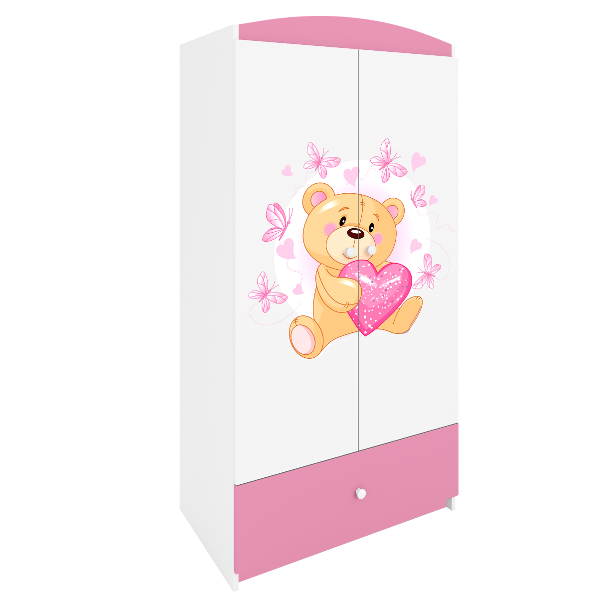 Kocot kids Dětská skříň Babydreams 90 cm medvídek s motýlky růžová - Obrázek 2