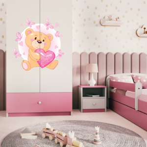 Kocot kids Dětská skříň Babydreams 90 cm medvídek s motýlky růžová