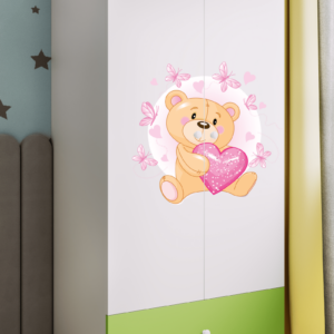 Kocot kids Dětská skříň Babydreams 90 cm medvídek s motýlky zelená