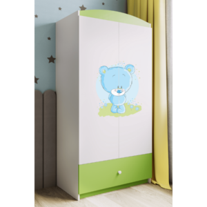 Kocot kids Dětská skříň Babydreams 90 cm medvídek zelená