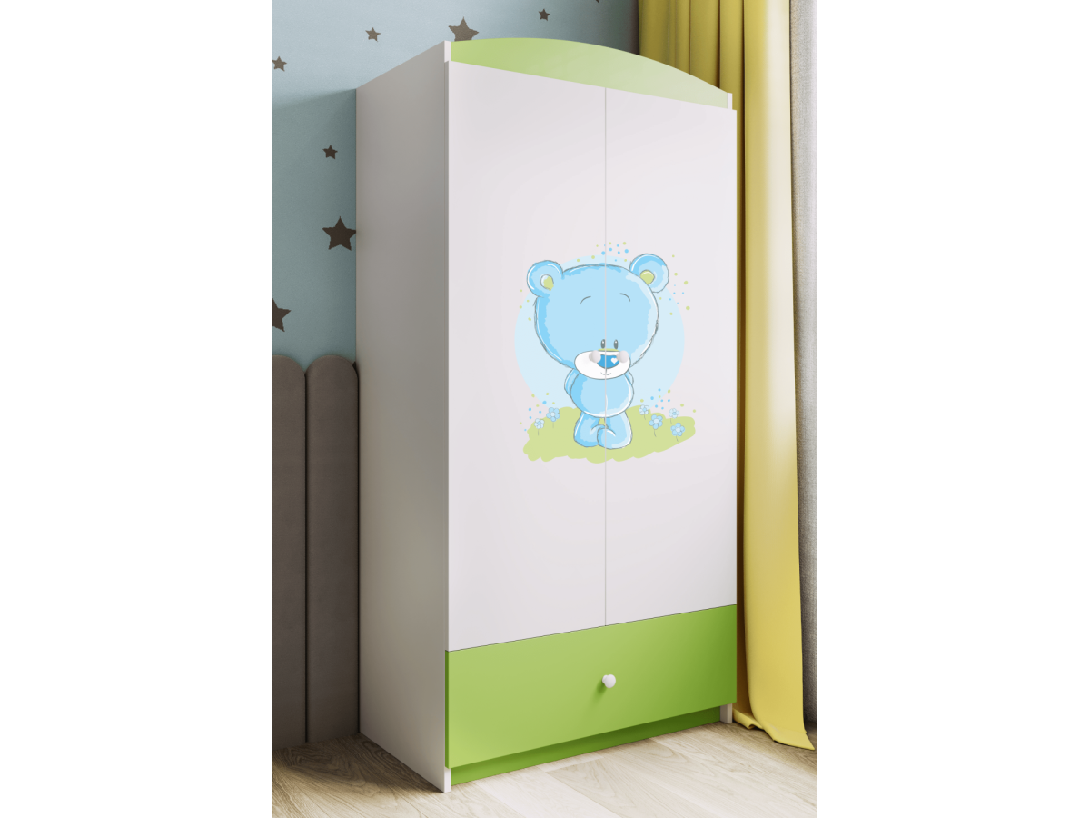 Kocot kids Dětská skříň Babydreams 90 cm medvídek zelená