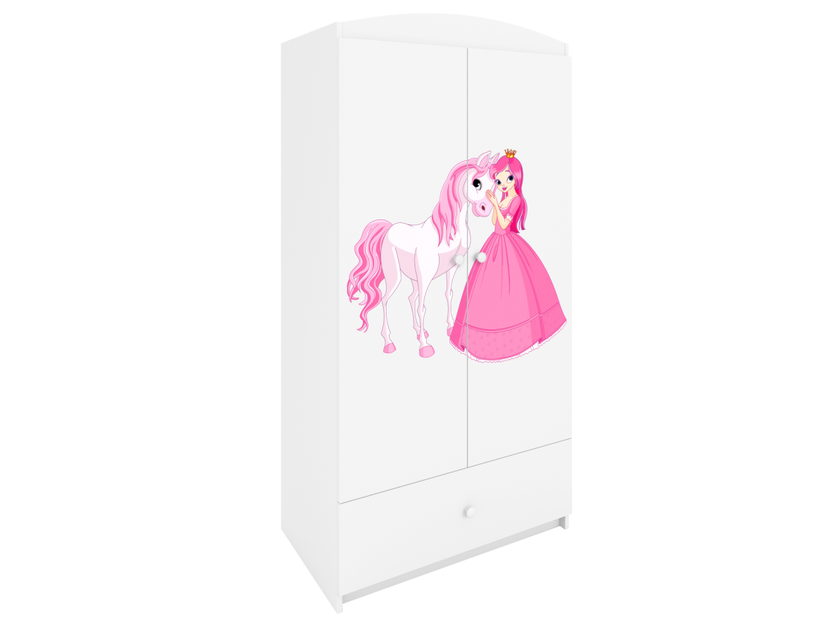 Kocot kids Dětská skříň Babydreams 90 cm princezna a poník bílá - Obrázek 2