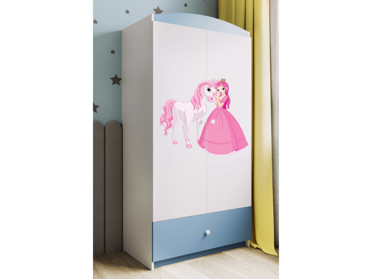 Kocot kids Dětská skříň Babydreams 90 cm princezna a poník modrá