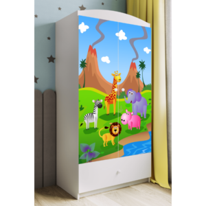 Kocot kids Dětská skříň Babydreams 90 cm safari bílá