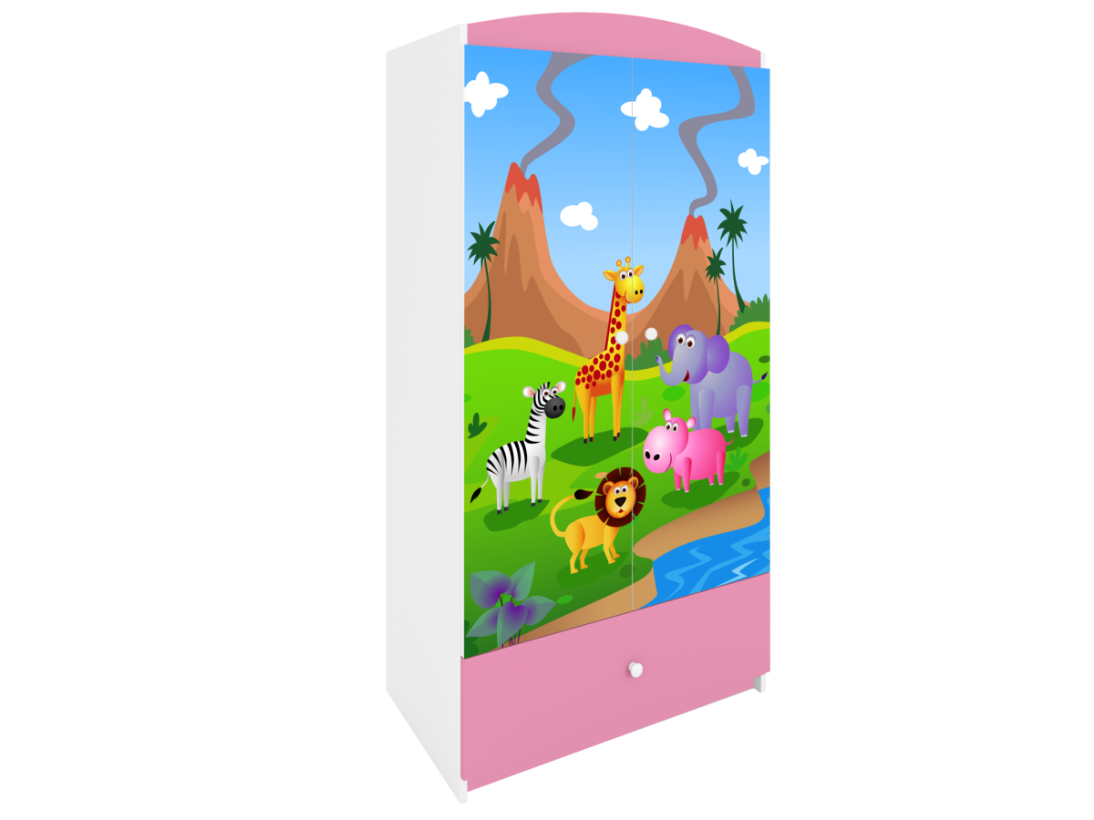 Kocot kids Dětská skříň Babydreams 90 cm safari růžová - Obrázek 2