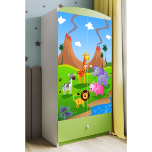 Kocot kids Dětská skříň Babydreams 90 cm safari zelená