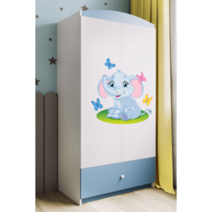 Kocot kids Dětská skříň Babydreams 90 cm slon s motýlky modrá