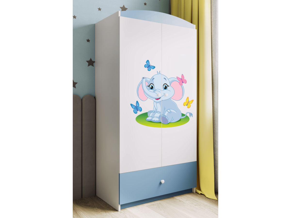 Kocot kids Dětská skříň Babydreams 90 cm slon s motýlky modrá