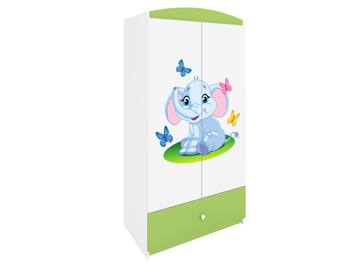 Kocot kids Dětská skříň Babydreams 90 cm slon s motýlky zelená - Obrázek 2