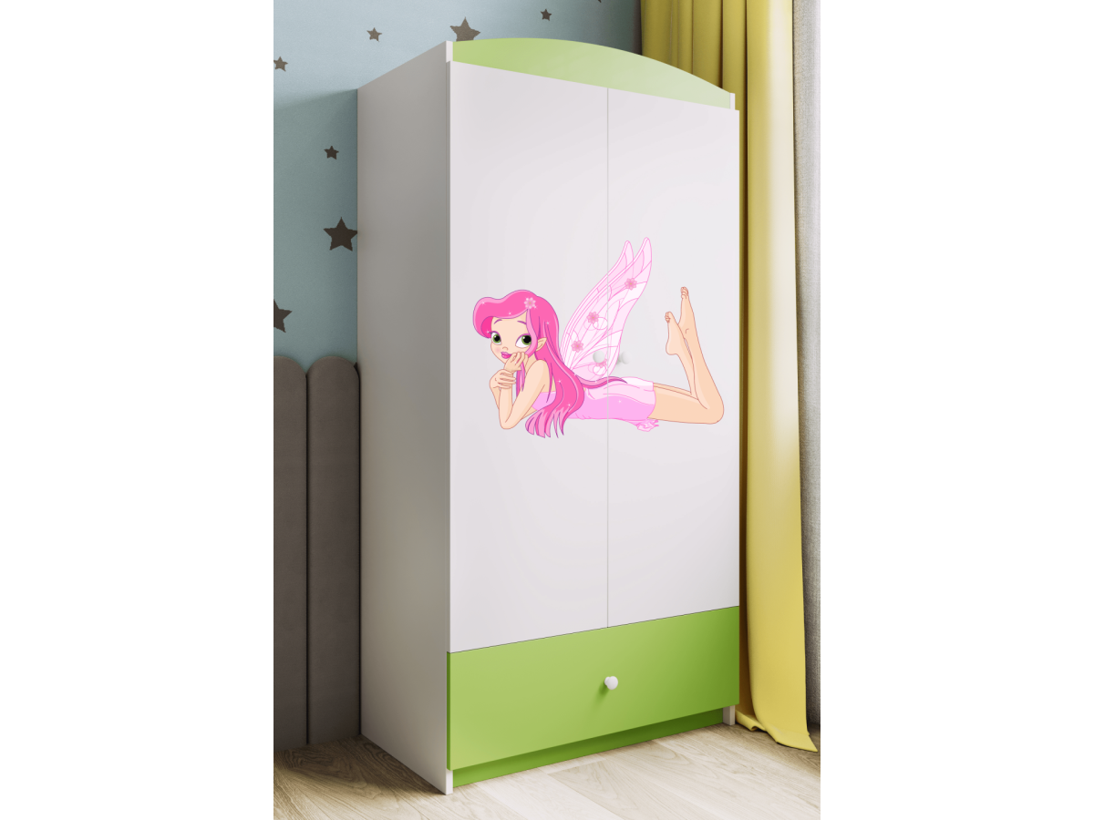 Kocot kids Dětská skříň Babydreams 90 cm víla s křídly zelená