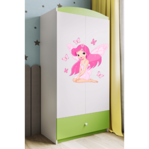 Kocot kids Dětská skříň Babydreams 90 cm víla s motýlky zelená