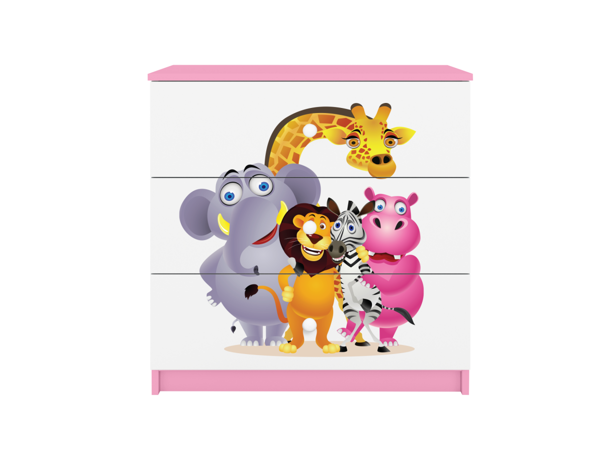 Kocot kids Komoda Babydreams 80 cm ZOO růžová - Obrázek 2