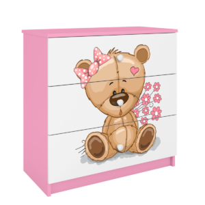Kocot kids Komoda Babydreams 80 cm méďa s kytičkami růžová