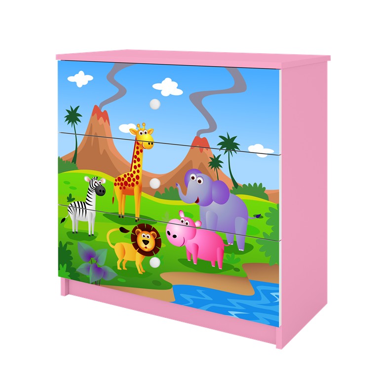 Kocot kids Komoda Babydreams 80 cm safari růžová - Obrázek 2