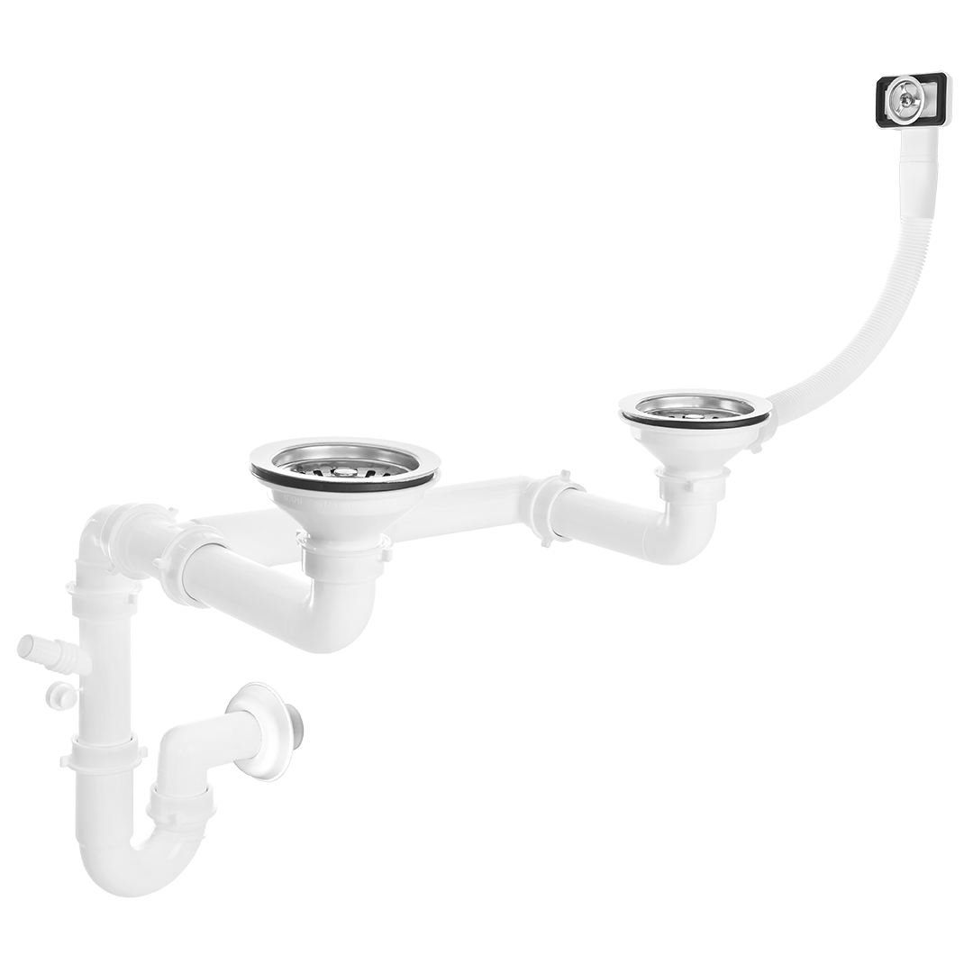 Kuchinox Sifon Space Saving pro 2 komorový nerezový nebo granitový dřez s přepadem - OKS_B24T