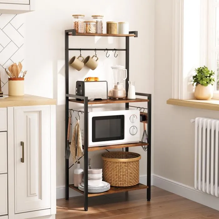 Kuchyňský regál s integrovanou zásuvkou Vasagle Qere 58 cm černý/hnědý - Obrázek 2