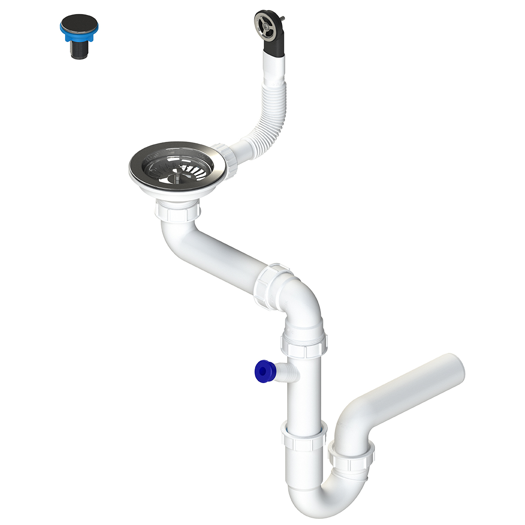 Laveo Sifon Space Saving pro granitové dřezy s 1 komorou - OKS_223A