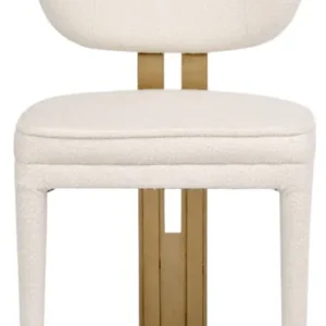 LivinHill Designová jídelní židle Modig M3-14 bouclé bílá/zlatá
