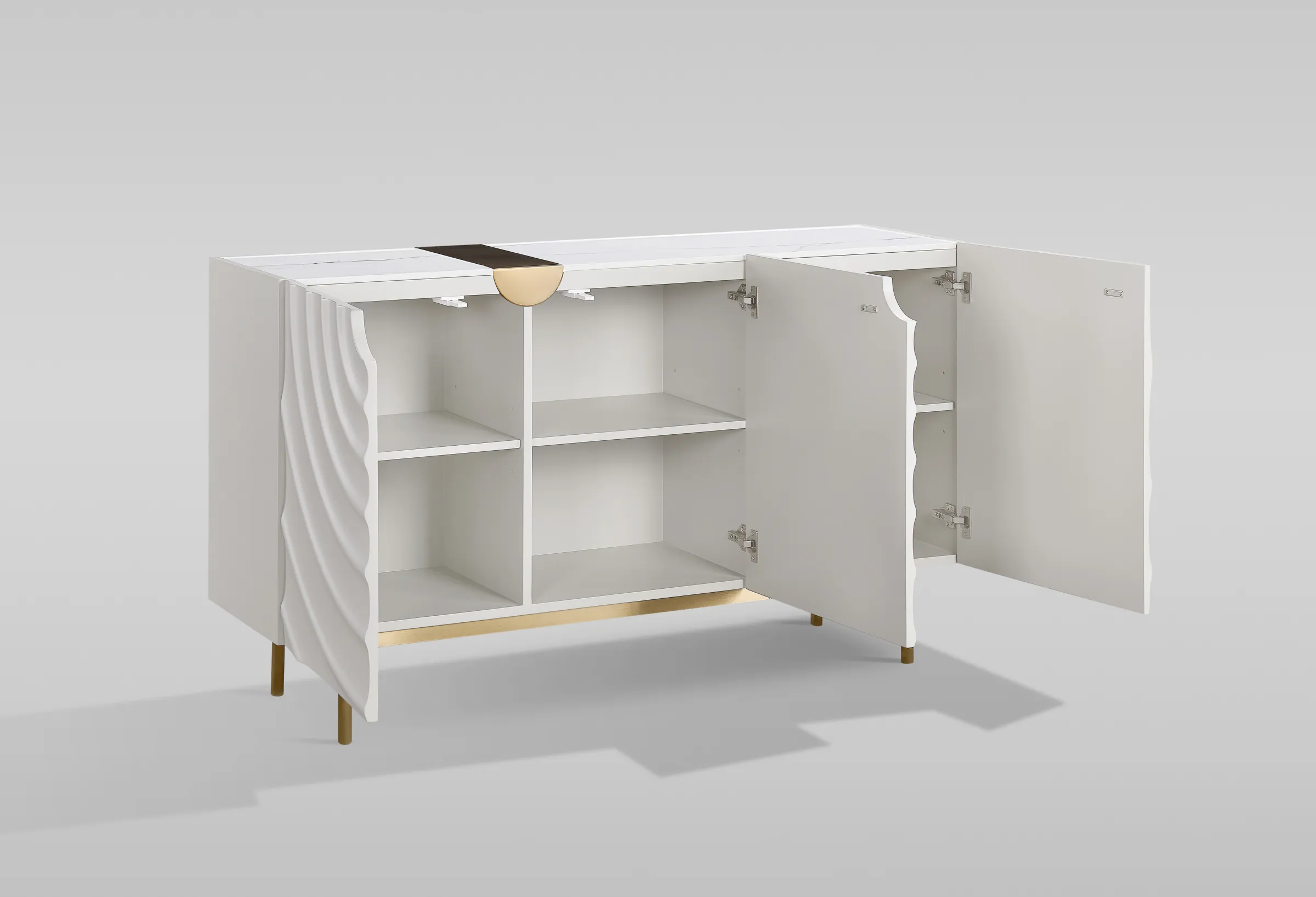 LivinHill Komoda Stilig ST321 150 cm ecru/zlatá/mramor - Obrázek 2