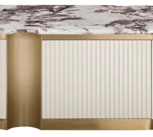 LivinHill Konferenční stolek Stilig ST914B 122 cm mramor/krémový/zlatý