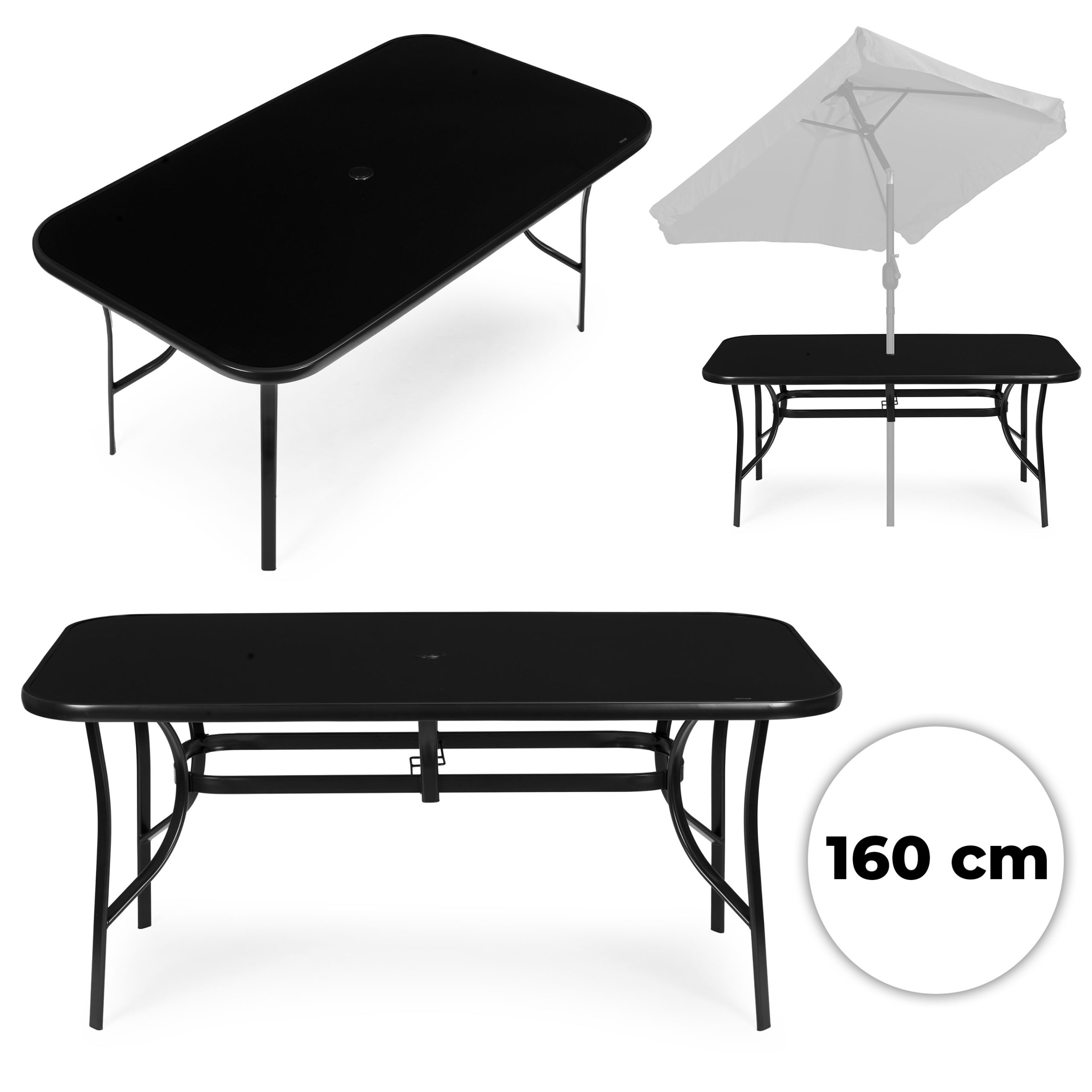 MultiGarden Zahradní skleněný stůl SISO 160x90 cm černý - Obrázek 2