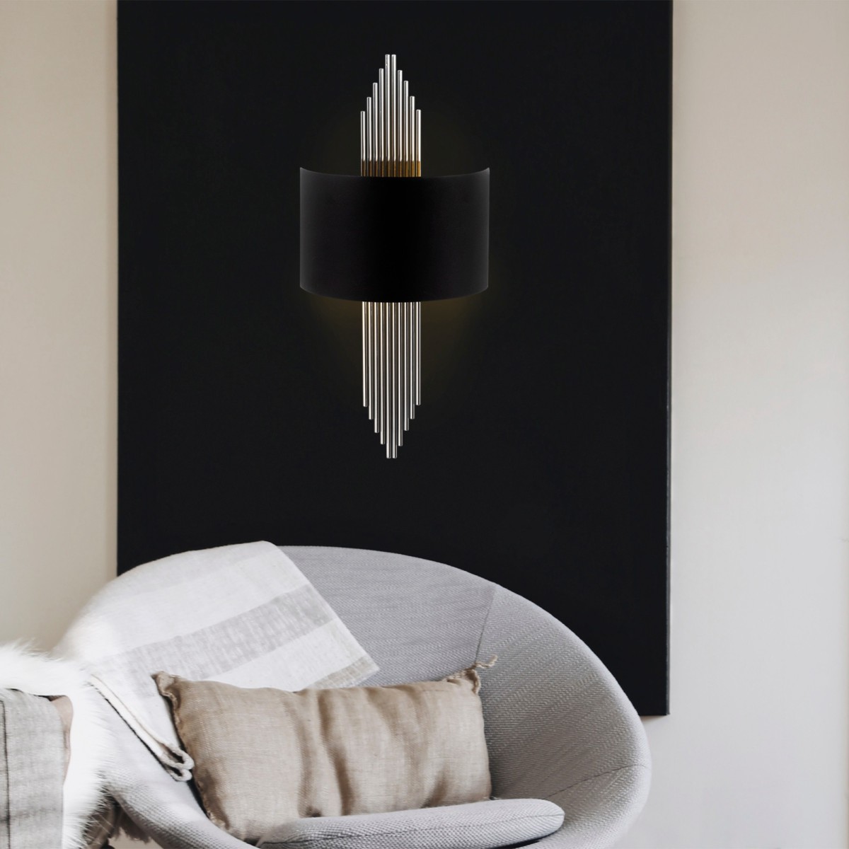Opviq Nástěnná lampa Miko I černá/stříbrná - Obrázek 2