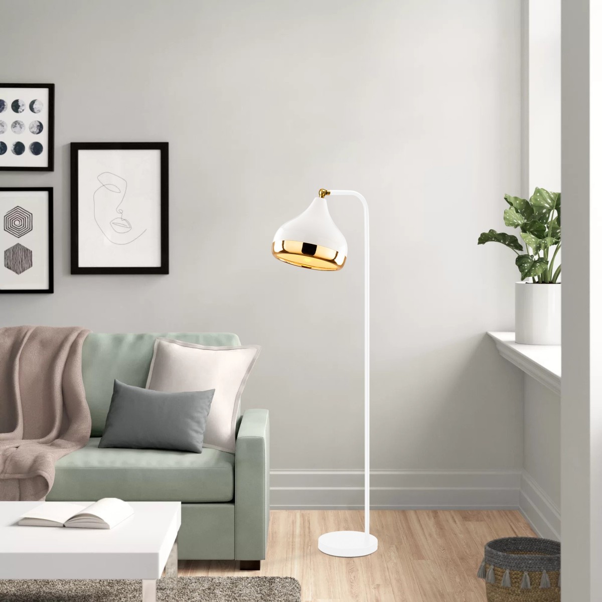 Opviq Stojací lampa Yildo 120 cm zlatá/bílá - Obrázek 2