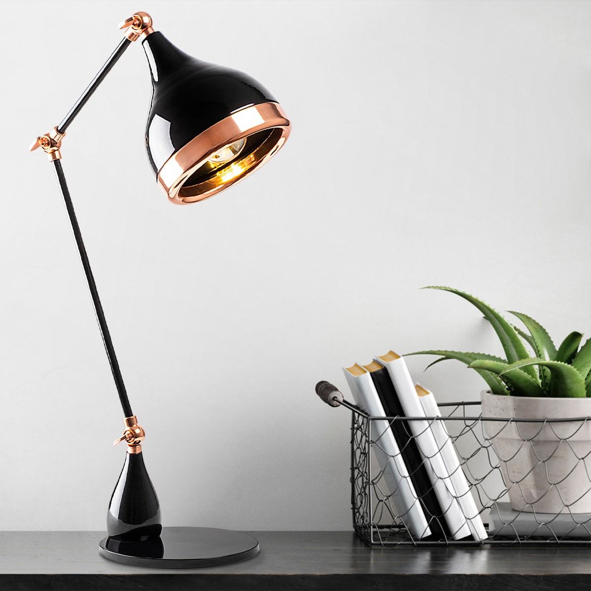 Opviq Stolní lampa Yildo černá/měděná - Obrázek 2