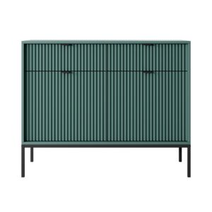 Piaski Komoda Nova 104 cm se zásuvkami zelená/černé úchytky a černý rám
