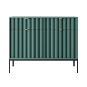 Piaski Komoda Nova 104 cm se zásuvkami zelená/zlaté úchytky a černý rám