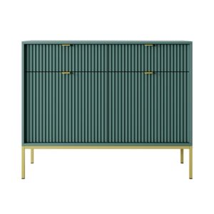 Piaski Komoda Nova 104 cm se zásuvkami zelená/zlaté úchytky a zlatý rám