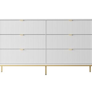 Piaski Komoda Nova 154 cm se zásuvkami bílá/zlatá