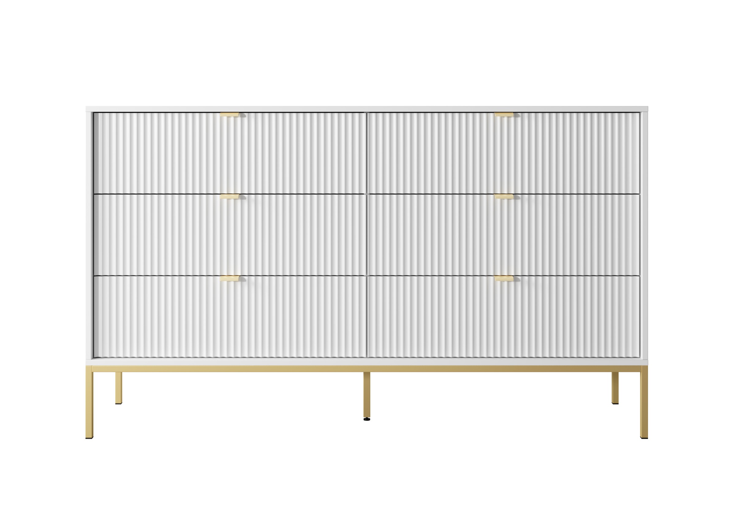 Piaski Komoda Nova 154 cm se zásuvkami bílá/zlatá