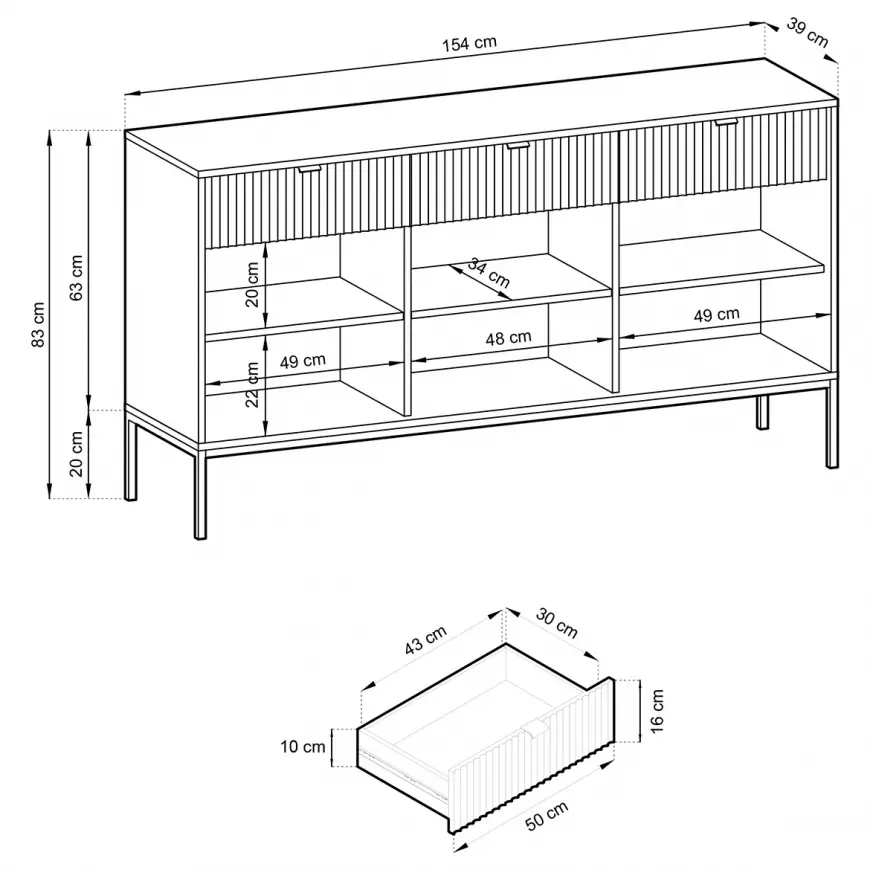 Piaski Komoda Nova 154 cm zelená/zlaté úchyty a černý rám - Obrázek 2