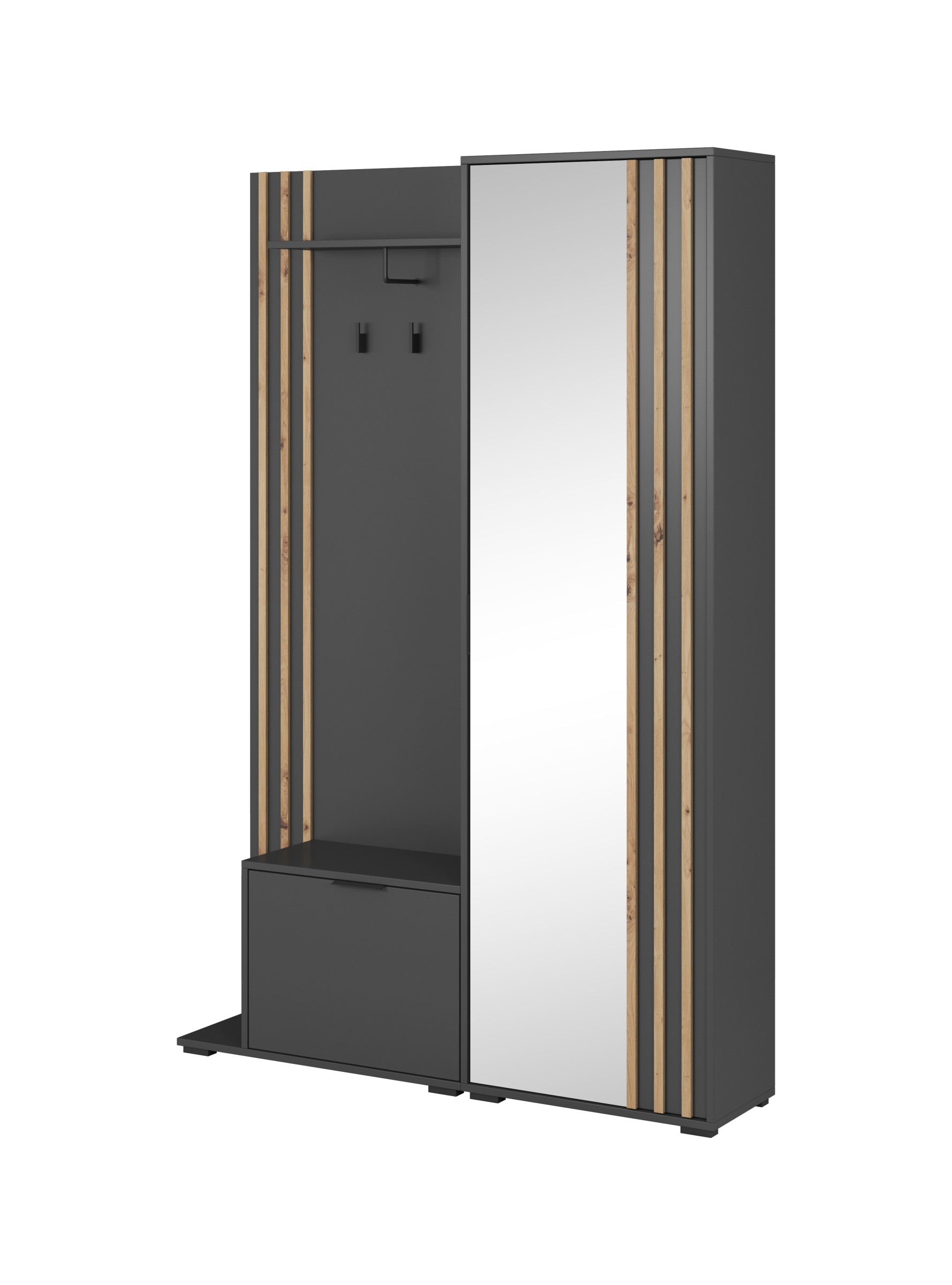 Piaski Předsíňová stěna Nelly 131 cm grafit/dub artisan