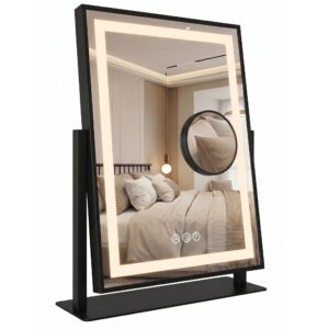 Rea Kosmetické zrcadlo 30x40 cm s regulovatelným LED osvětlením HOM-01805 černé