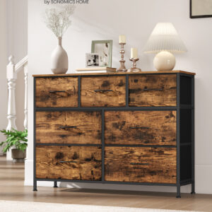 SONGMICS Komoda 7 látkových zásuvek 99 x 74 x 30 cm hnědá černá