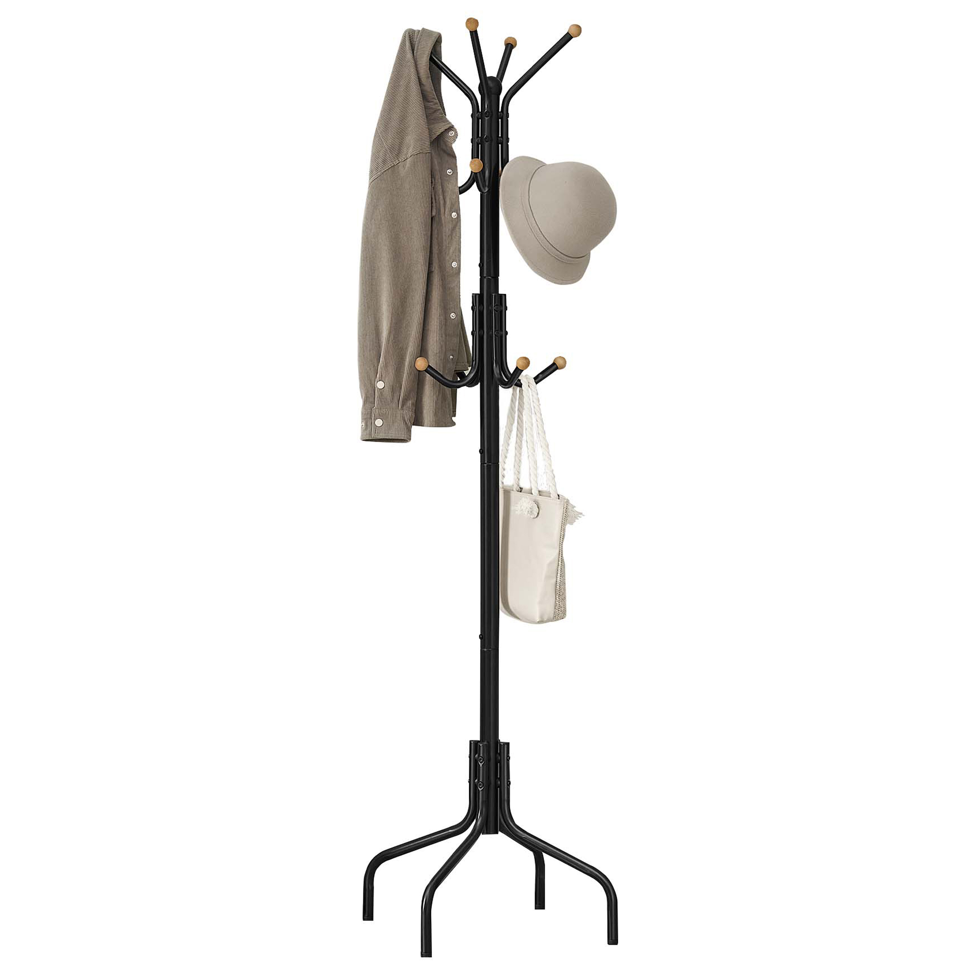 SONGMICS Kovový věšák na kabáty s 12 háčků 180 cm černá - Obrázek 2