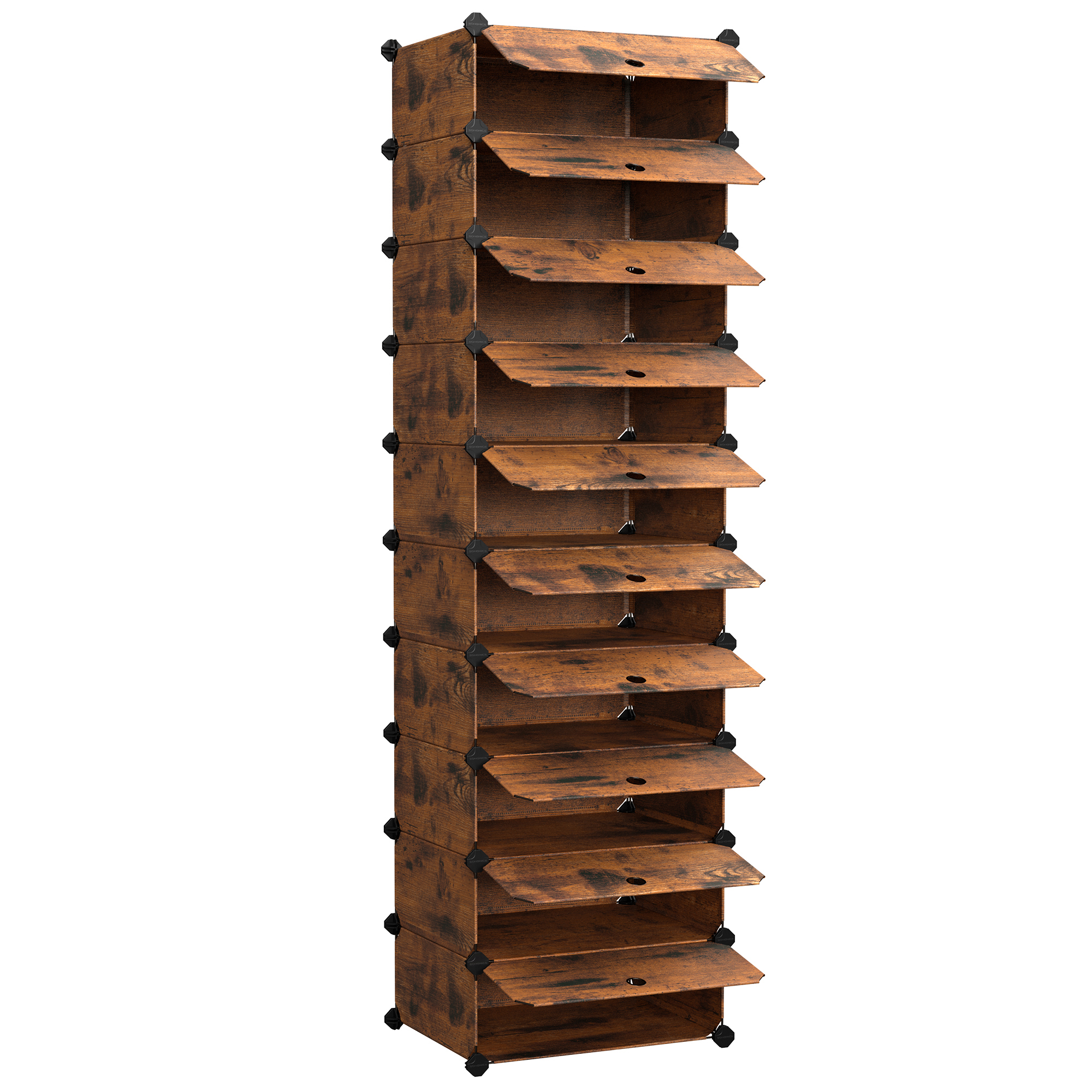 SONGMICS Modulární botník 10 boxů 43 x 173 x 31 cm hnědá - Obrázek 2