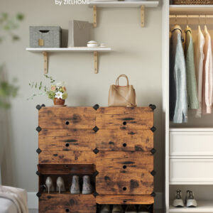 SONGMICS Modulární botník 10 boxů 43 x 173 x 31 cm hnědá