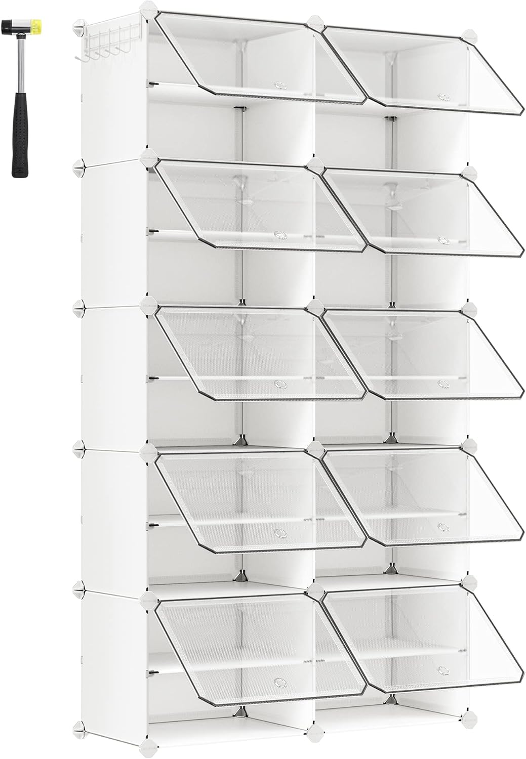 SONGMICS Modulární botník 10 boxů 83 x 156 x 32 cm bílá - Obrázek 2