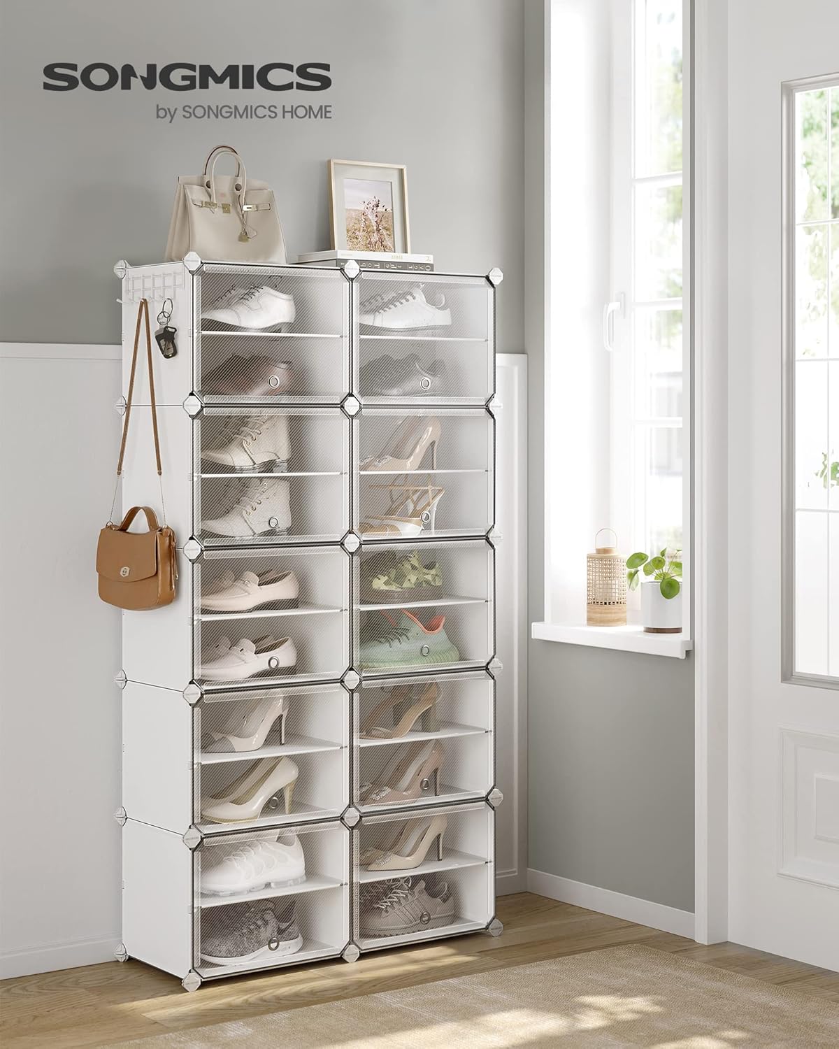 SONGMICS Modulární botník 10 boxů 83 x 156 x 32 cm bílá