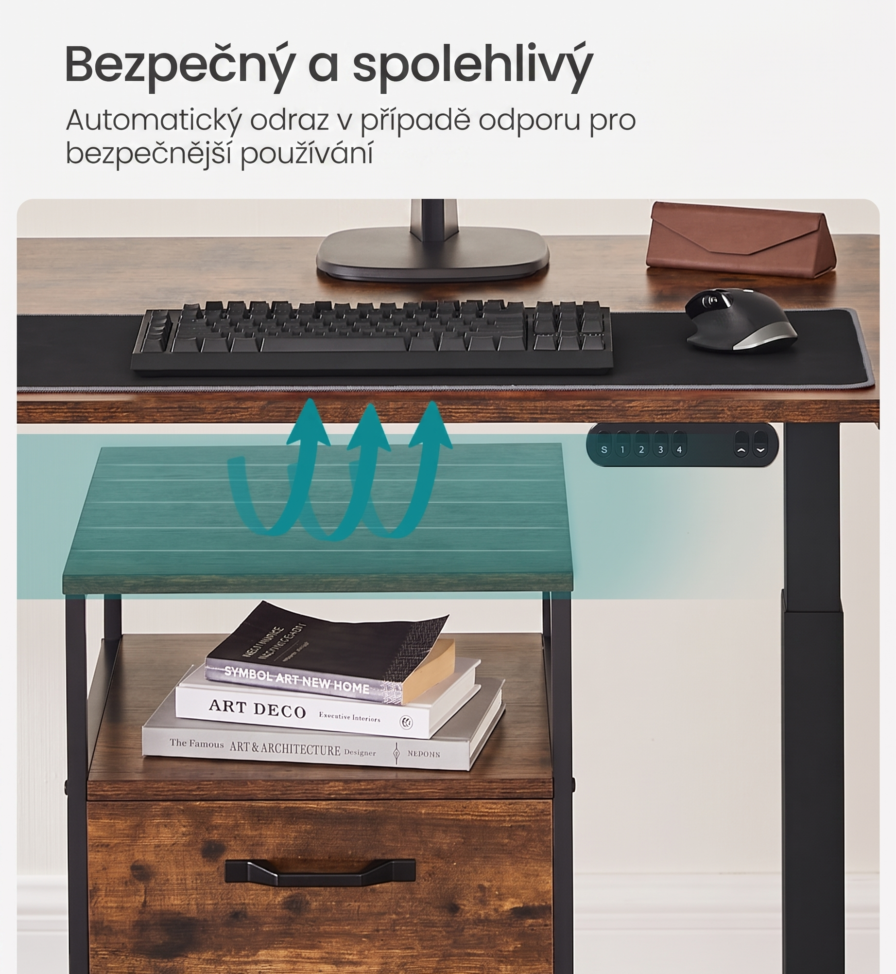 SONGMICS Nastavitelný elektrický rám pracovního stolu Vasagle Edy 120/200 cm černý - Obrázek 2