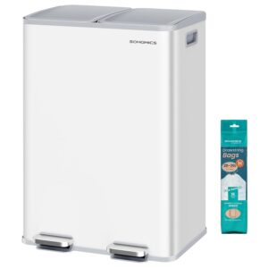 SONGMICS Odpadkový koš s víkem JORDAN 2x30 L bílý II
