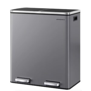 SONGMICS Odpadkový koš s víkem JORDAN 2x30 L šedý/černý