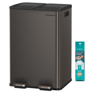 SONGMICS Odpadkový koš s víkem JORDAN 2x30 L tmavě šedý II