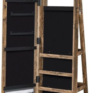 SONGMICS Otočná šperkovnice se zrcadlem Pure 161 cm hnědá