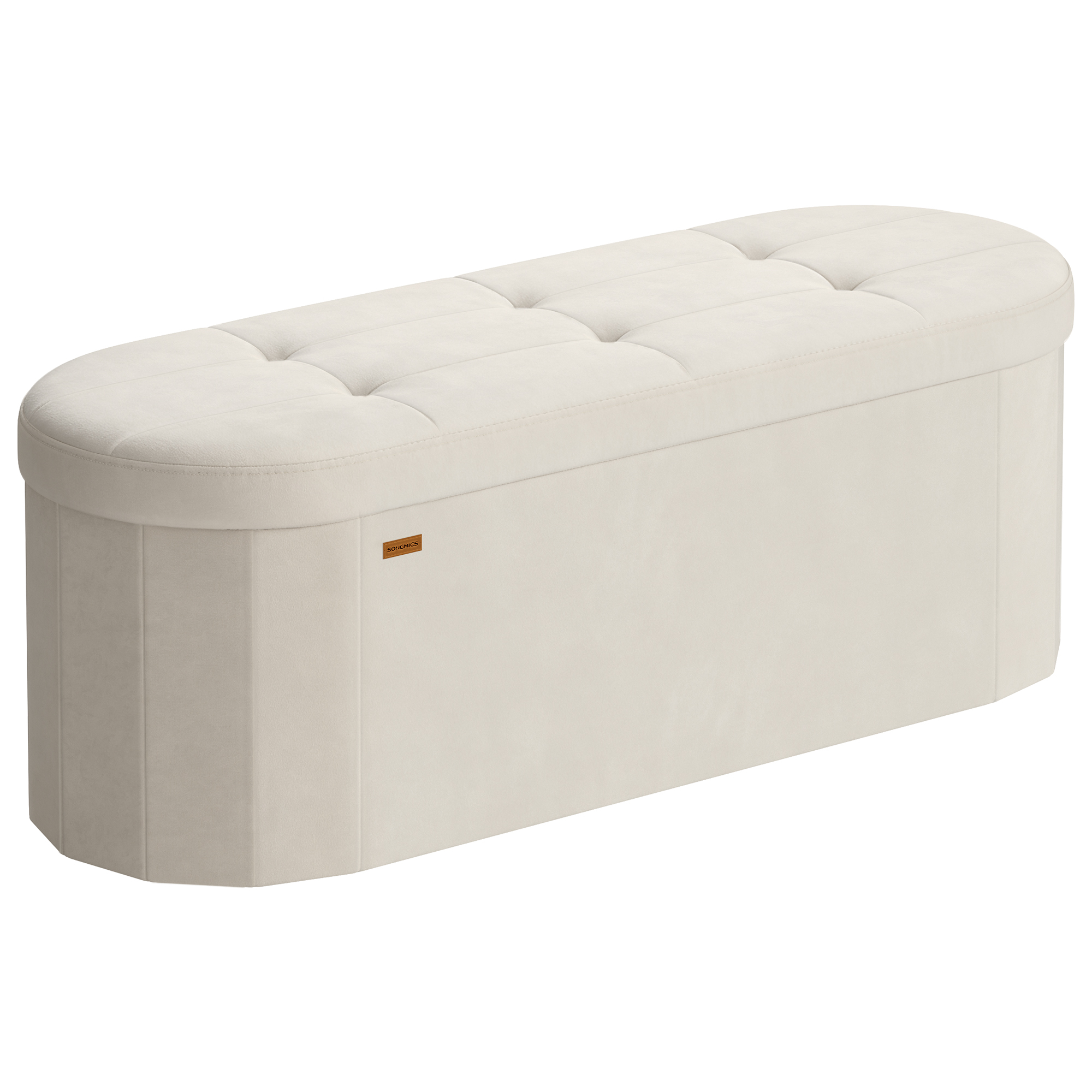 SONGMICS Skládací taburet s úložným prostorem objem 110 l 110 x 38 x 38 cm krémová - Obrázek 2