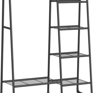 SONGMICS Věšák na oděvy s pěti policemi 102 x 153 cm černá